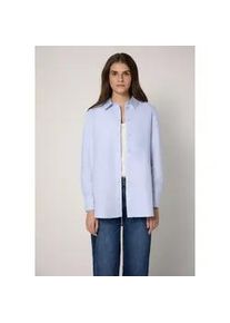 Langarmbluse STREET ONE STUDIO, Damen, Gr. 44, original blau, Web, 100% Baumwolle, unifarben, normal normal, V-Ausschnitt, B&uuml;ndchen, Blusen, aus reiner Baumwolle