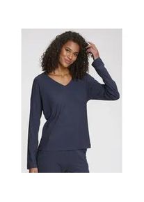 Pyjamaoberteil s.Oliver, Damen, Gr. 32/34, dunkelblau, meliert, Rippware, Obermaterial: 92% Viskose, 8% Elasthan, meliert, l&auml;ssig geschnitten lang, V-Ausschnitt, Shirts, aus weicher Rippqualit&auml;t