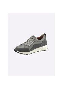 Sneaker Heine, Damen, Gr. 40, grau (grau, grau, metallic), Leder, Textil, Veloursleder, Schuhe Sneaker