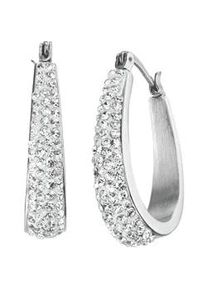 Paar Creolen Firetti "Schmuck Geschenk Edelstahl Ohrschmuck Ohrringe", wei&szlig; (edelstahlfarben, kristallwei&szlig;, kristallwei&szlig;), Ohrringe, Damen, 22,7mm, Edelstahl, mit Kristallstein (synth.)
