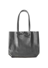 Tragetasche Zwillingsherz "Ledershopper "Small", Damen, schwarz, Leder, unifarben, Taschen, mit Schulterhenkel und Bindeband