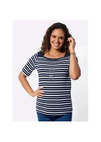 T-Shirt Casual Looks "Shirt-Set", Damen, Gr. 40, marine, marine, wei&szlig;, geringelt, 100% Baumwolle, gemustert, gestreift, unifarben, eckiger Ausschnitt, Shirts T-Shirt