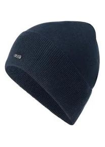 Beanie BOSS "Lari_hat", Damen, dunkelblau 404, Strick, Materialmix, unifarben, M&uuml;tzen Beanie, mit Aufschlag in Rippoptik