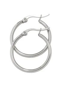 Paar Creolen Jobo, silber (edelstahlfarben), Ohrringe, Damen, 24mm, Edelstahl, rund Edelstahl