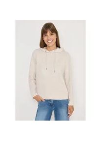 Langarmshirt Cecil, Damen, Gr. XL (44), light greige, Web, 83% Baumwolle, 17% Polyester, unifarben, normal normal, ohne Ausschnitt, abgesteppt, Shirts Langarmshirt, mit Kapuze