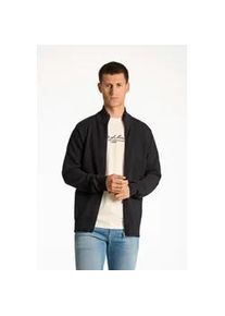 Strickjacke LINDBERGH, Herren, Gr. S, schwarz, Strick, Obermaterial: 100% Baumwolle, unifarben, regular fit h&uuml;ftbedeckend, Rundhals, Rippb&uuml;ndchen, Strickjacken Strickjacke, mit Stehkragen und Rei&szlig;verschluss