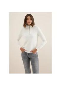 Langarmshirt Cecil, Damen, Gr. XXL (46), vanillewei&szlig;, Stoff, 72% Viskose, 23% Polyester, 5% Elasthan, unifarben, normal normal, hoch geschlossener Ausschnitt, B&uuml;ndchen, Shirts Langarmshirt, mit strukturiertem Muster