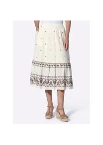 Maxirock Heine, Damen, Gr. 42, champagner, dunkeltaupe, gemustert, 100% Baumwolle, gebl&uuml;mt, gemustert, mehrfarbig, lang, R&ouml;cke Maxirock