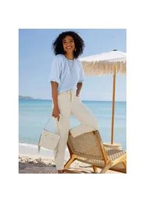 Schlupfbluse Heine, Damen, Gr. 34, eisblau, ecru, gestreift, 100% Baumwolle, bedruckt, gemustert, gestreift, mehrfarbig, Rundhals, Blusen Schlupfbluse