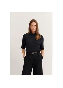 Rundhalspullover Bugatti, Damen, Gr. S, 290, schwarz, 59% Baumwolle, 41% Leinen, unifarben, normal, Rundhals, Rippb&uuml;ndchen, Pullover Rundhalspullover, aus Baumwoll-Leinen-Mischung