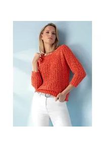 3/4 Arm-Pullover Heine "Pullover", Damen, Gr. 34, terra, 80% Baumwolle, 20% Polyamid, unifarben, Pullover