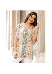 Longshirt Classic Basics "Shirt", Damen, Gr. 56, ecru, papaya, bedruckt, 100% Baumwolle, gebl&uuml;mt, gemustert, mehrfarbig, Rundhals, Shirts Longshirt