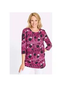 Longshirt Classic Basics "Longshirt", Damen, Gr. 52, fuchsia, schwarz, bedruckt, 100% Baumwolle, gemustert, gepunktet, mehrfarbig, Rundhals, Shirts Longshirt