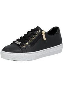 Sneaker Rieker, Damen, Gr. 40, schwarz, Leder, unifarben, Schuhe Sneaker, mit Memosoft-Innensohle, Freizeitschuh, Halbschuh, Schn&uuml;rschuh