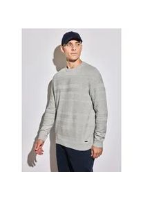 Rundhalspullover Street One MEN, Herren, Gr. XL44, grau (frost grau melange), Web, 100% Baumwolle, unifarben, normal normal, Rundhals, Rippb&uuml;ndchen, Pullover Rundhalspullover, aus reiner Baumwolle
