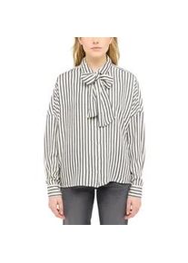 Langarmbluse Mustang "Damen Style Ruby", Damen, Gr. 38, wei&szlig; 12819, Twill, 100% Modal, gestreift, oversize, Blusen