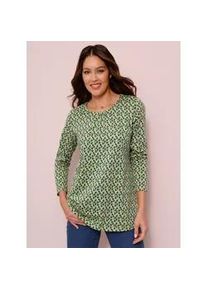 Longshirt Classic Basics "Longshirt", Damen, Gr. 40, gr&uuml;n (lindgr&uuml;n, moos, bedruckt), 100% Baumwolle, gemustert, mehrfarbig, Rundhals, Shirts Longshirt
