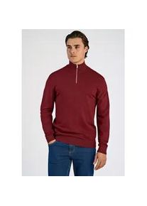 Troyer LINDBERGH "Troyer Slim Fit", Herren, Gr. M, cherry mel, Obermaterial: 80% Viskose, 20% Nylon, hoch geschlossener Ausschnitt, Pullover Troyer