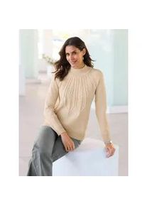 Stehkragenpullover Inspirationen "Pullover", Damen, Gr. 46, beige (elfenbein, meliert), 50% Viskose, 28% Polyester, 22% Polyamid, unifarben, Pullover Stehkragenpullover