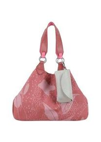 Henkeltasche Fritzi aus Preussen "Leaves Canvas Anthra Ice", Herren, Gr. B/H/T: 15cm x 29cm x 42cm, rosa, rot, Baumwolle, bedruckt, Taschen, mit abnehmbarem Sonnenbrillenetuis