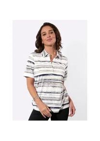 Poloshirt Casual Looks "Poloshirt", Damen, Gr. 38, anthrazit, wei&szlig;, geringelt, 50% Baumwolle, 50% Modal, bedruckt, gemustert, gestreift, mehrfarbig, Shirts