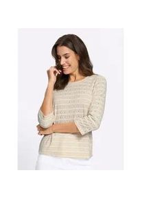 3/4-Arm-Shirt Inspirationen "3/4-Arm-Shirt", Damen, Gr. 54, ecru, sand, gemustert, 70% Polyester, 25% Viskose, 5% Elasthan, gemustert, gestreift, mehrfarbig, Rundhals, Shirts 3/4-Arm-Shirt