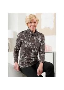 Classic Dog Rollkragenpullover CLASSIC "Rollkragen-Pullover", Damen, Gr. 46, grau (taupe, ecru, gemustert), 63% Viskose, 31% Polyacryl, 3% Elasthan, 3% Polyamid, gebl&uuml;mt, gemustert, mehrfarbig, Pullover Rollkragenpullover