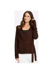 Strickjacke Heine, Damen, Gr. 42, schoko, 70% Viskose, 30% Polyamid, unifarben, Strickjacken Strickjacke