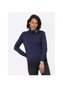 Rollkragenpullover Casual Looks "Pullover", Damen, Gr. 46, blau (marine), 100% Polyester, unifarben, Pullover Rollkragenpullover
