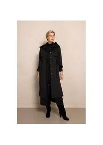 Trenchcoat Zhrill "ZHELSE", Damen, Gr. XXL, schwarz, Web, Obermaterial: 51% Baumwolle, 49% Polyester, unifarben, regular fit kniebedeckend, Rundhals, mit Riegel, M&auml;ntel, mit Reverskragen und G&uuml;rtelschlaufe im H&uuml;ftbereich
