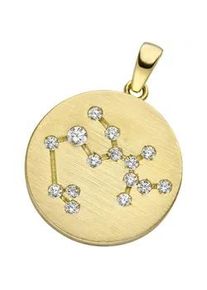 Sternzeichenanh&auml;nger Jobo "Anh&auml;nger Sternzeichen rund", gelbgold 333, wei&szlig;, Schmuckanh&auml;nger, Damen, Sch&uuml;tze, Gelbgold 333, 333 Gold rund matt mit Zirkonia