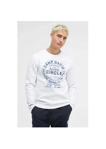 Sweater CAMP DAVID, Herren, Gr. L, wei&szlig;, Sweatware, Material: 65% Baumwolle, 35% Polyester, bedruckt, relaxed fit normal, Rundhals, eingesetzt Rippb&uuml;ndchen, Sweatshirts Sweater, mit weicher Innenseite