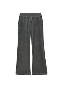 Sweathose Juicy Couture "LAYLA LOW RISE POCKETED FLARE PANT. Damen", Damen, Gr. S, EURO-Gr&ouml;&szlig;en, charcoal marl, Samt, 95% Polyester, 5% Elasthan, slim fit, Hosen Sweathose, Trainingshose Damen, Sweathose, Velour, Jogginghose mit Glitzer, Sale