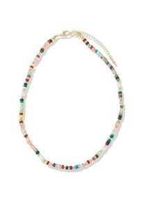 Collier Firetti "Schmuck Geschenk Edelstahl Halsschmuck Halskette Edelstein", gelbgoldfarben, gelb, schwarz, rot, wei&szlig;, rosa, gr&uuml;n, blau, t&uuml;rkis, Halsketten, Damen, Edelstahl Perlen Textil, L: 43 B: 4mm, Edelstahl, Perlen, Textil, Collier, Made in Germany - mit Edelsteinen - mit S&uuml;&szlig;wasserzuchtperle, B:4mm