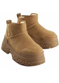 Stiefel Buffalo "Buffalo FusiOn Slip On Lo Warm Vegan Nubuck", Damen, Gr. 41, cognac, Polyurethan, unifarben, Schuhe Stiefel