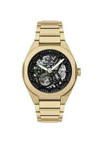 Giorgio Armani Automatikuhr ARMANI EXCHANGE "SYNC", gelbgoldfarben, schwarz, Armbanduhren, Herren, Automatikuhr, Armbanduhr, Herrenuhr, Edelstahlarmband, analog, 12/24-Std.-Anzeige