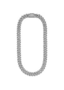 Collier Bruno Banani "Schmuck Geschenk breite Cubankette mit Glitzersteinen", messingfarben, kristallwei&szlig;, Halsketten, Damen, Messing, L: 50 B: 13,7mm, Collier, mit Zirkonia (synth.), B:13,7mm