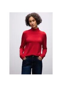 Rollkragenpullover Street One, Damen, Gr. 34, racing rot, Stoff, 71% Viskose, 29% Nylon, unifarben, normal normal, hoch geschlossener Ausschnitt, elastischer Bund, Pullover Rollkragenpullover, Feinstrick