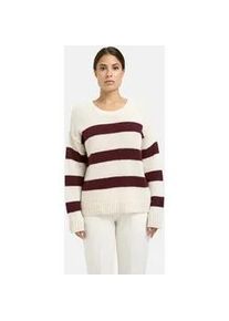 Rundhalspullover Milano Italy, Damen, Gr. XL, vino print, Strick, Material: 30% Polyacryl, 29% Polyamid, 22% Alpaka, 14% Poyester, 5% Wolle, gestreift, oversize normal, Rundhals, Fledermaus&auml;rmel Rippb&uuml;ndchen, Pullover Rundhalspullover, mit &uuml;berschnittener Schulter