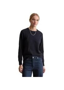 Marc O'Polo Strickpullover MARC O'POLO DENIM "aus Soft Cotton Stretch", Damen, Gr. L, dunkelblau melange, Obermaterial: 58% Baumwolle, 25% Polyamid, 17% Polyester, unifarben, Rundhals, Pullover Strickpullover