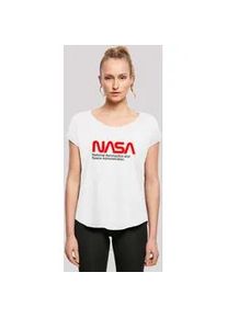 T-Shirt F4NT4STIC "Long Cut T-Shirt 'NASA Aeronautics And Space'", Damen, Gr. M, wei&szlig;, Obermaterial: 100% Baumwolle, regular fit, Rundhals, ohne B&uuml;ndchen, Shirts T-Shirt, Damen,Premium Merch,Lang,Longshirt,Bedruckt