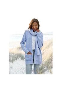 Strickjacke Vivance, Damen, Gr. 32/34, bleu meliert, Strick, Obermaterial: 53% Polyester, 37% Polyacryl, 10% Polyamid, meliert, figurumspielend Po-bedeckend, ohne Ausschnitt, Strickjacken Strickjacke, aus kuscheliger Strickqualit&auml;t, Cardigan