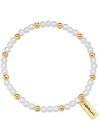 Perlenarmband YOKOAMII "Y510", wei&szlig;, Armb&auml;nder, Damen, Metall, Perlenarmband, mit Perle (synth.)