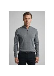 Troyer OLYMP, Herren, Gr. L, grau (silbergrau), Strick, Obermaterial: 100% Schurwolle, regular fit normal, Rippb&uuml;ndchen, Pullover Troyer, mit Stehkragen, regular fit