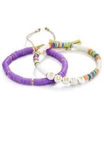 Perlenarmband YOKOAMII "Set: Y10", lila, Armb&auml;nder, Damen, Edelstahl, Perlenarmband, 2er Set Armb&auml;nder