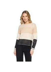 Strickpullover Betty Barclay "Damen mit Rippenstruktur", Damen, Gr. 46, patch schwarz, beige, Strick, Obermaterial: 50% Viskose, 27% Polyamid, 23% Polyester, gerade normal, Rundhals, Pullover Strickpullover