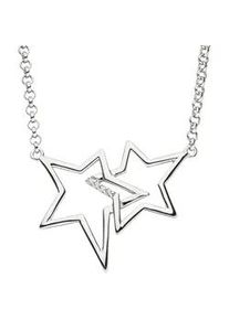 Kette mit Anh&auml;nger Jobo "Halskette Sterne", silber 925, Halsketten, Damen, Silber 925 (Sterlingsilber), L: 45, 925 Silber rhodiniert mit Zirkonia 45 cm