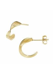 Paar Ohrstecker Firetti "Schmuck Geschenk Silber 925 Ohrschmuck Ohrringe geriffelt gedreht", gelbgoldfarben, Ohrringe, Damen, Silber 925 (Sterlingsilber)