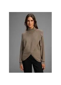 Rollkragenpullover Bruno Banani, Damen, Gr. 48/50, taupe, Obermaterial: 70% Viskose, 30% Polyamid, unifarben, figurumspielend h&uuml;ftlang, Rippb&uuml;ndchen, Pullover Rollkragenpullover, mit Wickel-Optik