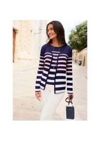 T-Shirt Casual Looks "Shirt-Twinset", Damen, Gr. 50, marine, ros&eacute;, geringelt, 95% Viskose, 5% Elasthan, gemustert, gestreift, mehrfarbig, Rundhals, Shirts T-Shirt